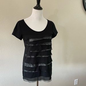 Black Silver Tiered Top